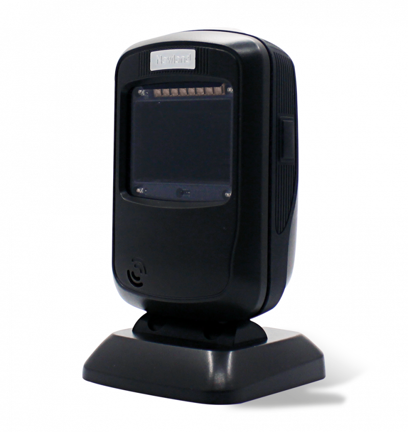 This image shows Newland   barcode presentation scanner FR4080 Koi black color from the front side 