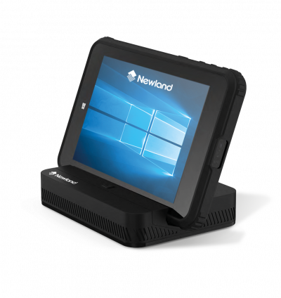 Image shows tablet NQuire 800 in cradle front view